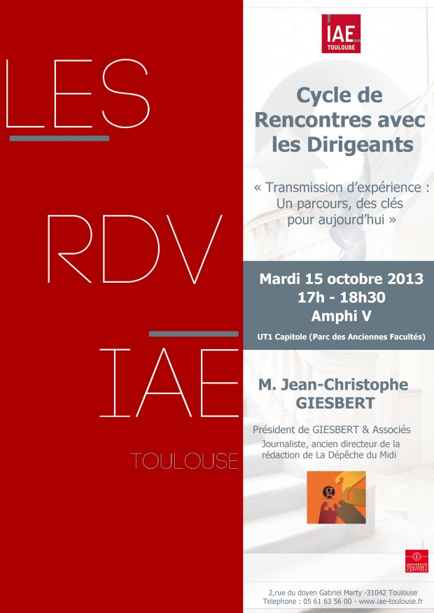 rdv iae toulouse : cycle rencontres dirigeants